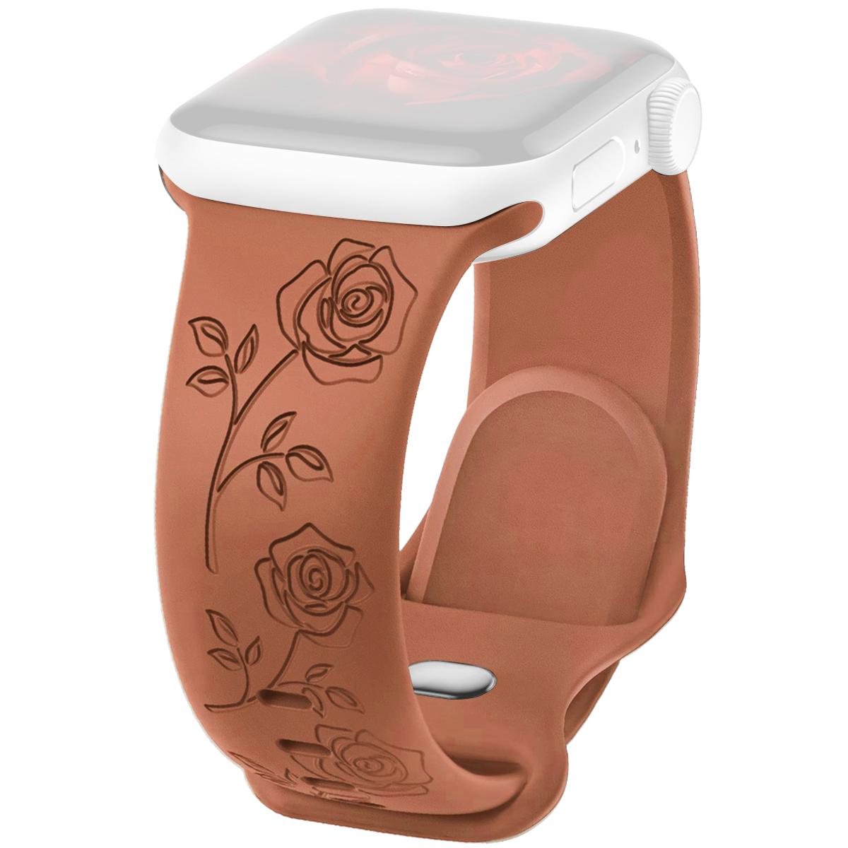For Apple Watch 10 46mm/Ultra 2/Ultra 49mm/9 8 7 45mm/SE (2023) SE (2022) SE 6 5 4 44mm/3 2 1 42mm Rose Engraved Silicone Strap Brown
For Apple Watch 10 46mm/Ultra 2/Ultra 49mm/9 8 7 45mm/SE (2023) SE (2022) SE 6 5 4 44mm/3 2 1 42mm Rose Engraved Silicone Strap Brown