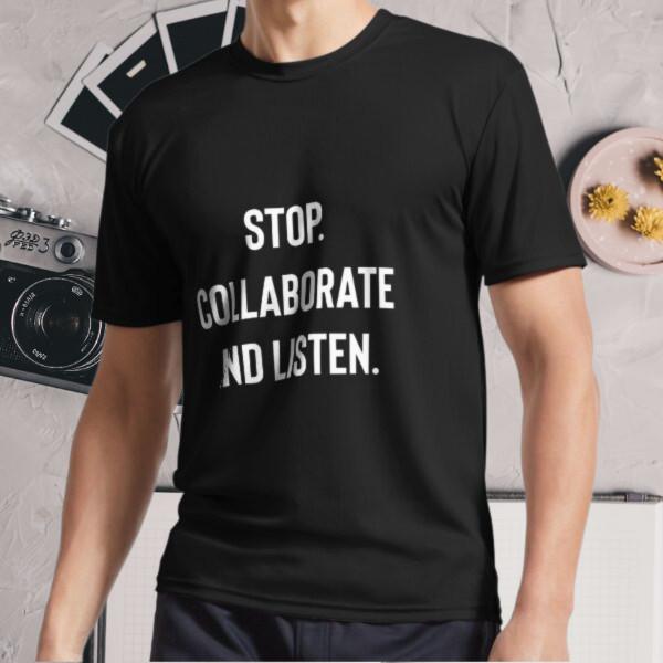 New Shirt Stop Collaborate and Listen Active Logo T-Shirt Funny Size S - 5XL L
New Shirt Stop Collaborate and Listen Active Logo T-Shirt Funny Size S - 5XL L