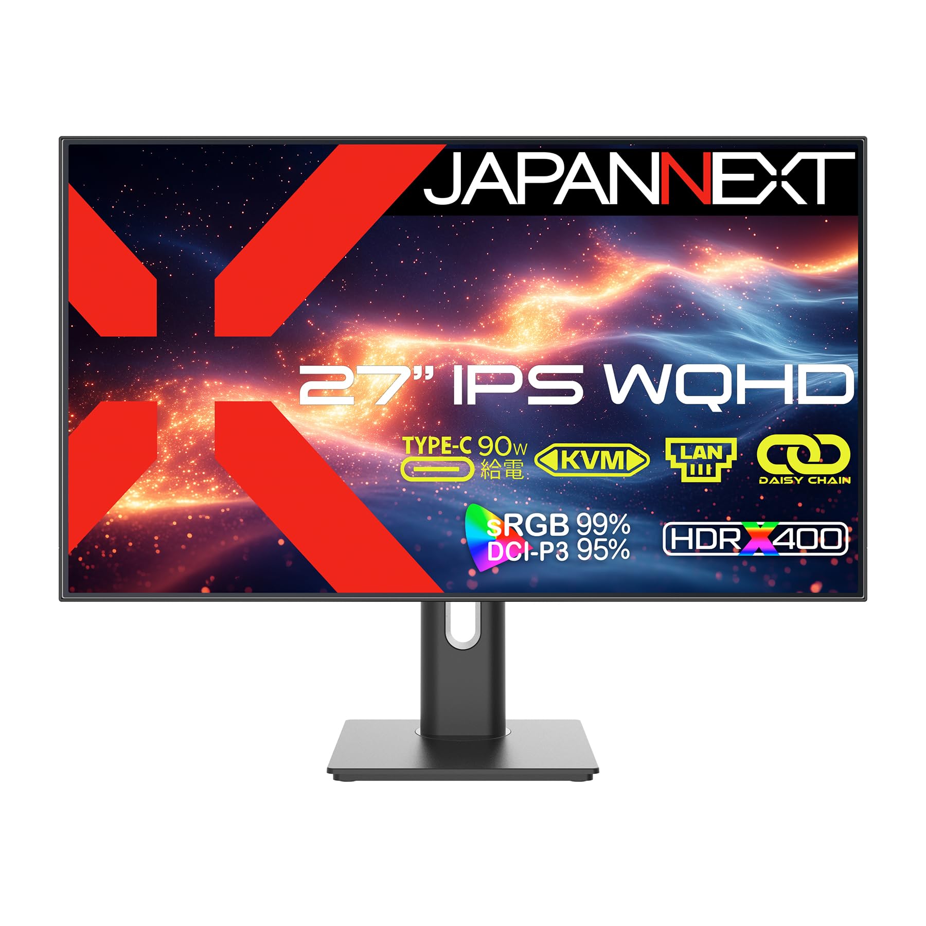 JAPANNEXT IPS panel equipped WQHD resolution LCD monitor HDMI DP USB 90W power LAN HDR400 equivalent Daisy chain connection compatible Height
JAPANNEXT IPS panel equipped WQHD resolution LCD monitor HDMI DP USB 90W power LAN HDR400 equivalent Daisy chain connection compatible Height