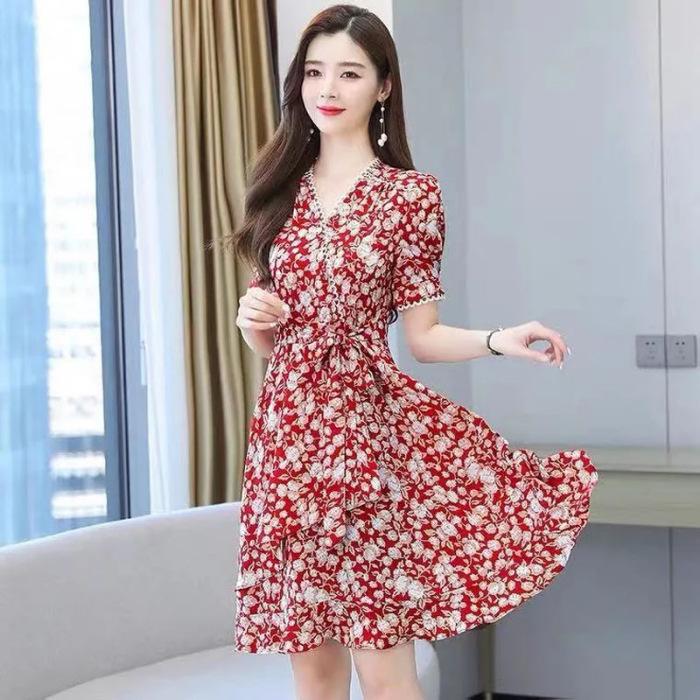 French floral chiffon dress summer dress new women s V-neck short-sleeved small slim red skirt 3XL червоний
French floral chiffon dress summer dress new women s V-neck short-sleeved small slim red skirt 3XL червоний
