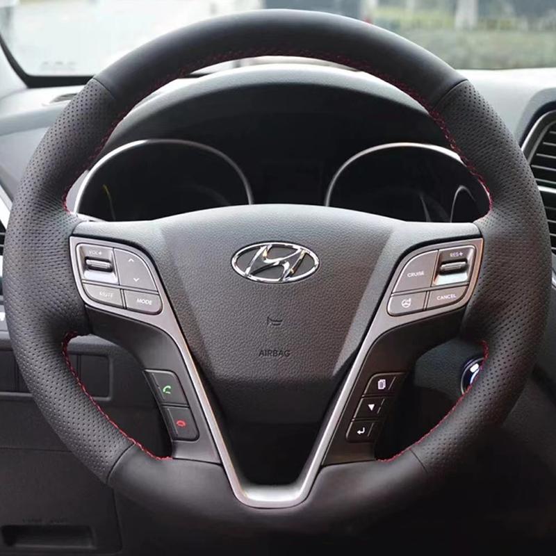 Для Hyundai santa fe 2013-2015 ix45 ручної роботи Чорна Шкіра текстура персикового дерева нековзна Накладка на кермо автомобіля 4
Для Hyundai santa fe 2013-2015 ix45 ручної роботи Чорна Шкіра текстура персикового дерева нековзна Накладка на кермо автомобіля 4