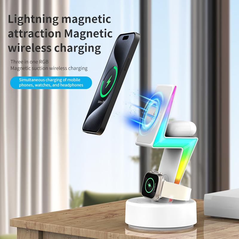 MY002 3-in-1 15W Wireless Charger for Cell Phone,Headset Magnetic Charging Stand with RGB Color Lights White
MY002 3-in-1 15W Wireless Charger for Cell Phone,Headset Magnetic Charging Stand with RGB Color Lights White