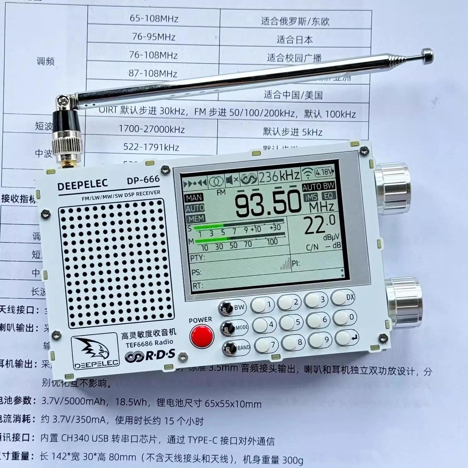 DP-666 TEF6686 Радио, Высокочувствительная полнодиапазонная FM AM FM коротковолновая радиостанция RDS чёрный
DP-666 TEF6686 Радио, Высокочувствительная полнодиапазонная FM AM FM коротковолновая радиостанция RDS чёрный