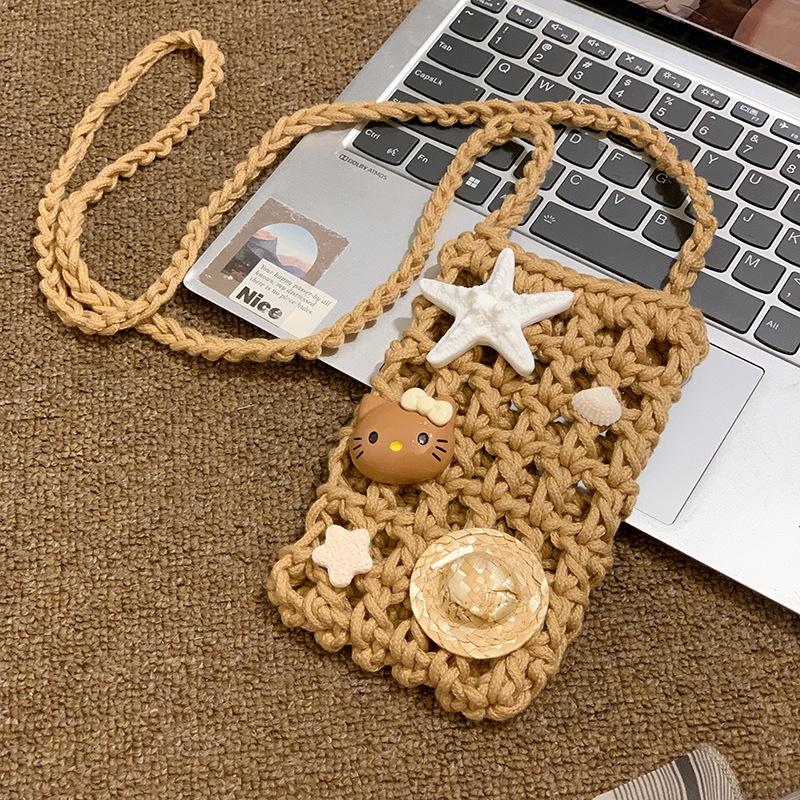 Summer vacation wind hand-woven messenger mobile phone bag, starfish shell cat cute hollow shoulder bag
Summer vacation wind hand-woven messenger mobile phone bag, starfish shell cat cute hollow shoulder bag