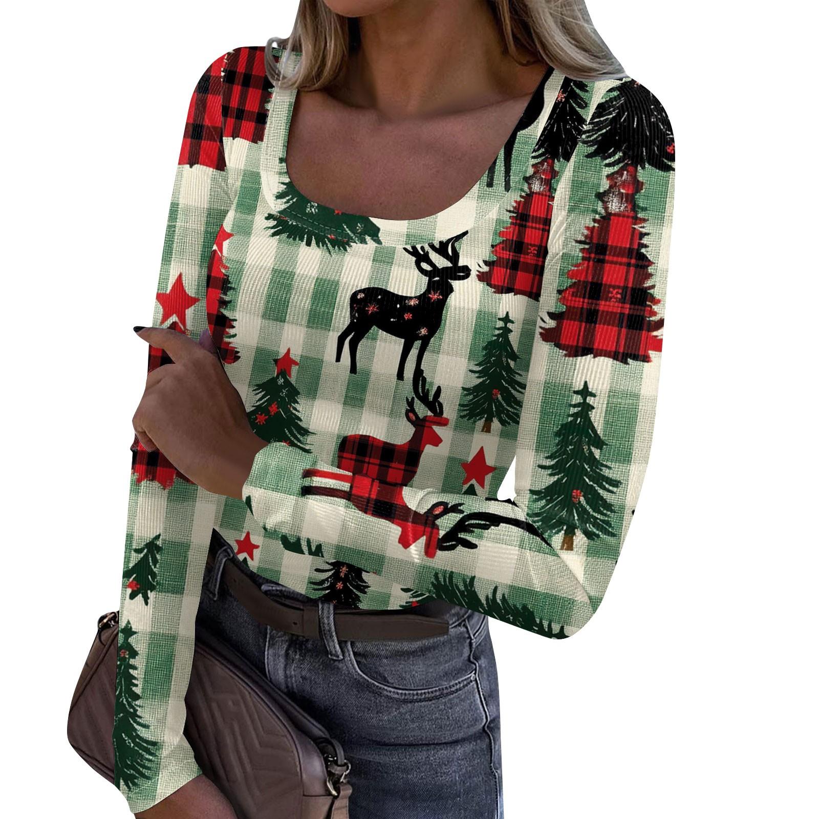 Женская модная футболка с тонким низом, рождественский принт, пуловер с U-образным вырезом и длинными рукавами XXL зелёный
Женская модная футболка с тонким низом, рождественский принт, пуловер с U-образным вырезом и длинными рукавами XXL зелёный