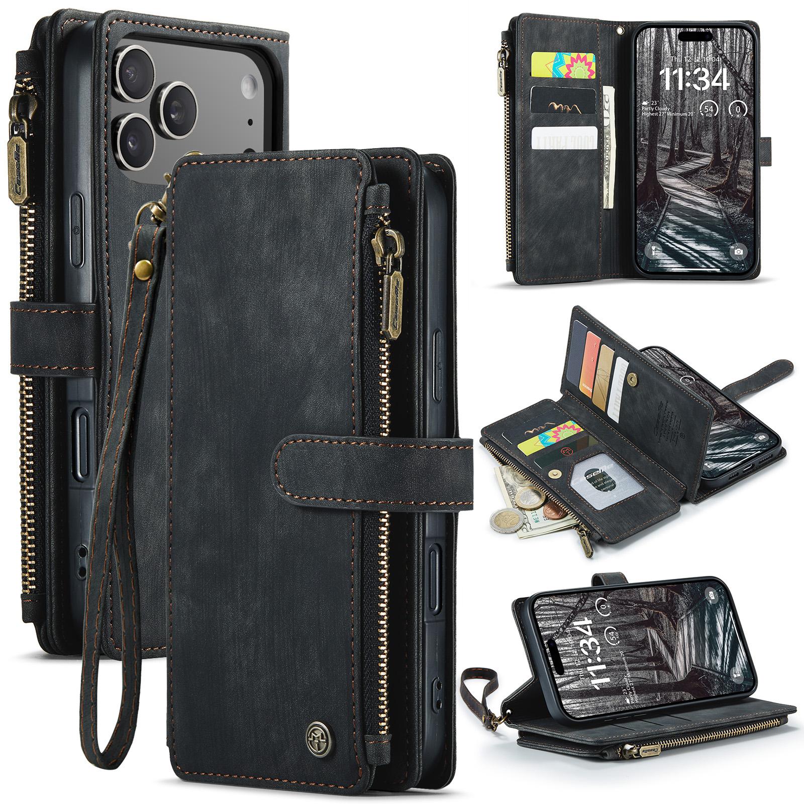 For iPhone 17 Pro Max Phone Cases with Strap CASEME C30 Zipper Multiple Card Holder PU Leather Cover
For iPhone 17 Pro Max Phone Cases with Strap CASEME C30 Zipper Multiple Card Holder PU Leather Cover