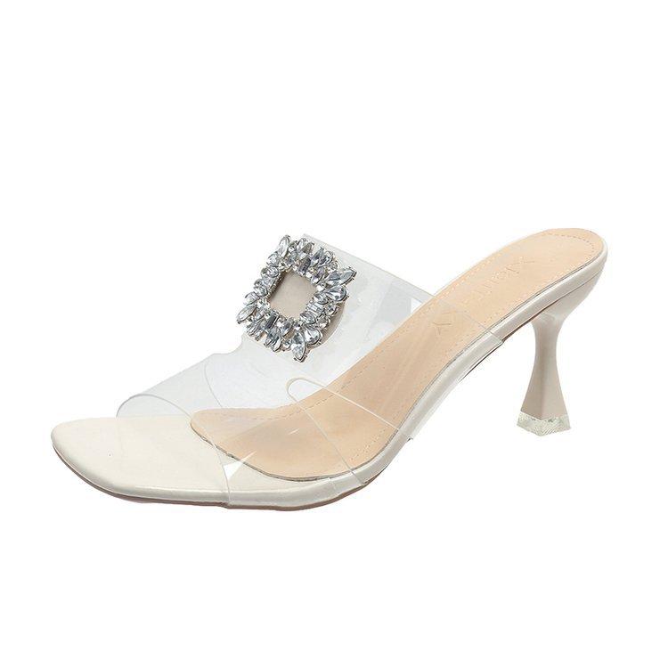 Square head transparent belt high heel outer slippers women s 2024 summer new Korean version thin heel square buckle rhinestone fashion women s shoes 40
Square head transparent belt high heel outer slippers women s 2024 summer new Korean version thin heel square buckle rhinestone fashion women s shoes 40