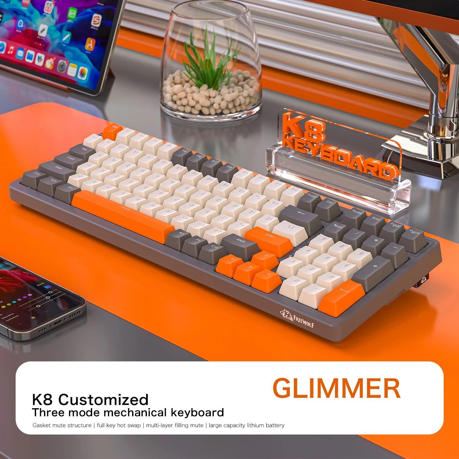 K8 Беспроводная механическая игровая клавиатура с возможностью горячей замены с подсветкой Bluetooth 2,4G Проводной линейный красный переключатель для PS4 PC Win Mac Gamer
K8 Беспроводная механическая игровая клавиатура с возможностью горячей замены с подсветкой Bluetooth 2,4G Проводной линейный красный переключатель для PS4 PC Win Mac Gamer