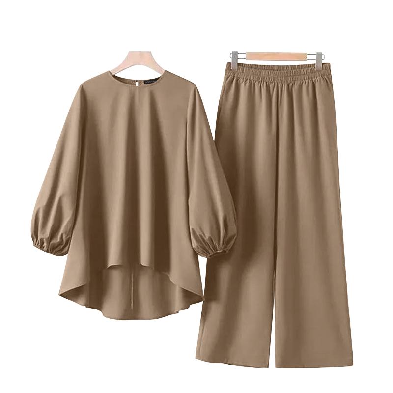 ZANZEA Женский повседневный костюм из двух частей с высоким и низким подолом и брюками 5XL хаки
ZANZEA Женский повседневный костюм из двух частей с высоким и низким подолом и брюками 5XL хаки