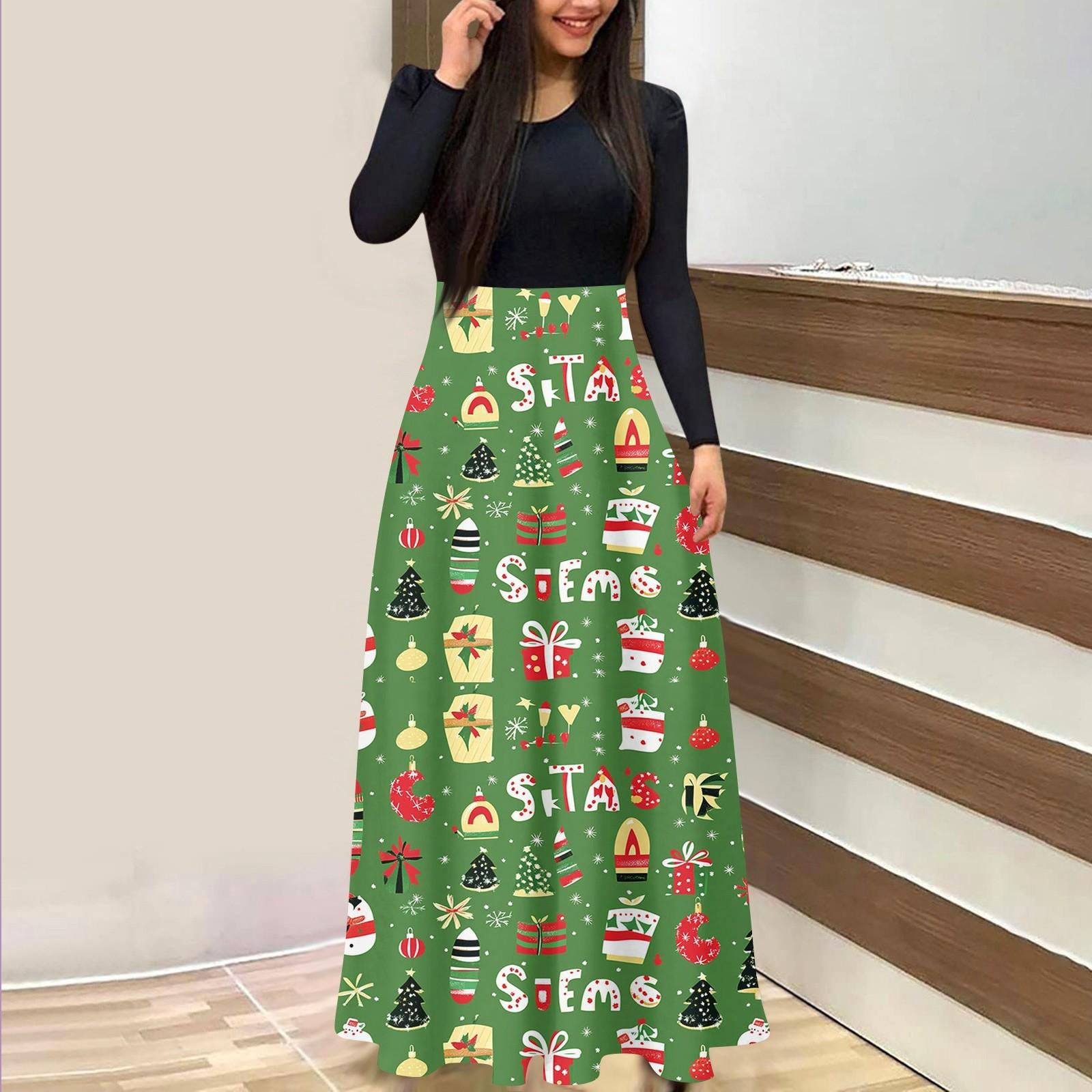 Жіноча модна повсякденна різдвяна сукня з круглим вирізом і довгими рукавами XL зелений
Жіноча модна повсякденна різдвяна сукня з круглим вирізом і довгими рукавами XL зелений