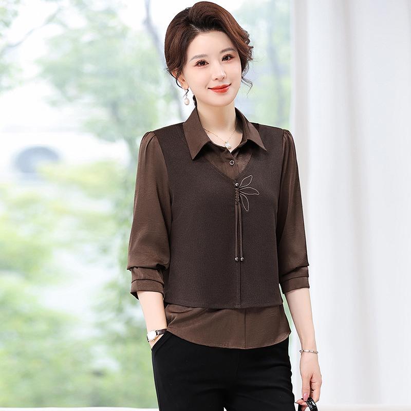 Mom s Spring Two-Piece Top: Elegant Long-Sleeve Shirt for Middle-Aged & Elderly Women - Stylish, Age-Reducing Fashion for Spring & Autumn. 4XL
Mom s Spring Two-Piece Top: Elegant Long-Sleeve Shirt for Middle-Aged & Elderly Women - Stylish, Age-Reducing Fashion for Spring & Autumn. 4XL