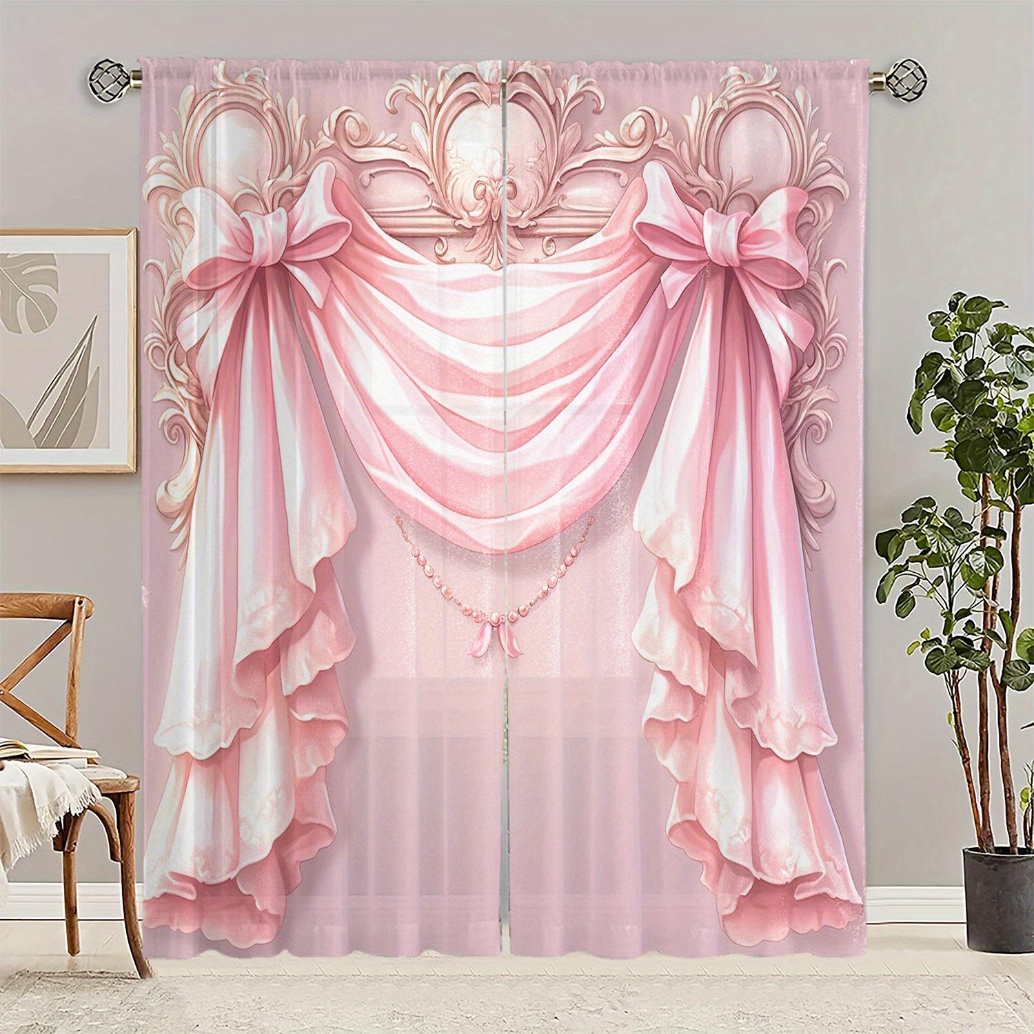 Pink Floral Curtains Hd Digital Print Bow Design Lightweight Polyester Living Room Bedroom Decor Light Filtering Set Of 2 Made With Rod Pocket W100*H70(CM)-Grommet top&2PCS
Pink Floral Curtains Hd Digital Print Bow Design Lightweight Polyester Living Room Bedroom Decor Light Filtering Set Of 2 Made With Rod Pocket W100*H70(CM)-Grommet top&2PCS