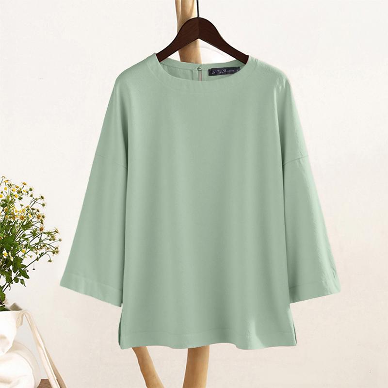 ZANZEA Женская повседневная блузка из хлопка свободного кроя с круглым вырезом и рукавами 3/4 однотонная 5XL зелёный
ZANZEA Женская повседневная блузка из хлопка свободного кроя с круглым вырезом и рукавами 3/4 однотонная 5XL зелёный
