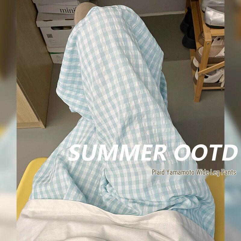 Plus Size Women s Blue Plaid Wide-Leg Summer Pants 2025 - Casual, Lightweight Yamamoto Style. M for 80-100 lbs світло-синій колір
Plus Size Women s Blue Plaid Wide-Leg Summer Pants 2025 - Casual, Lightweight Yamamoto Style. M for 80-100 lbs світло-синій колір