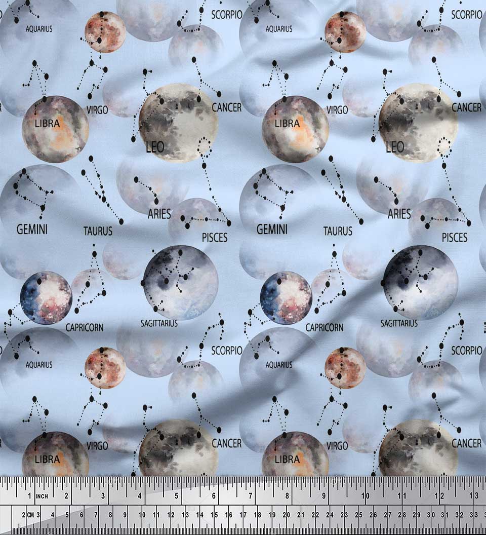 Soimoi Blue Poly Crepe Fabric Zodiac Text & Planet Galaxy Print Швейна тканина метр 42 дюйма 42 Inch Wide - Poly Crepe синій
Soimoi Blue Poly Crepe Fabric Zodiac Text & Planet Galaxy Print Швейна тканина метр 42 дюйма 42 Inch Wide - Poly Crepe синій