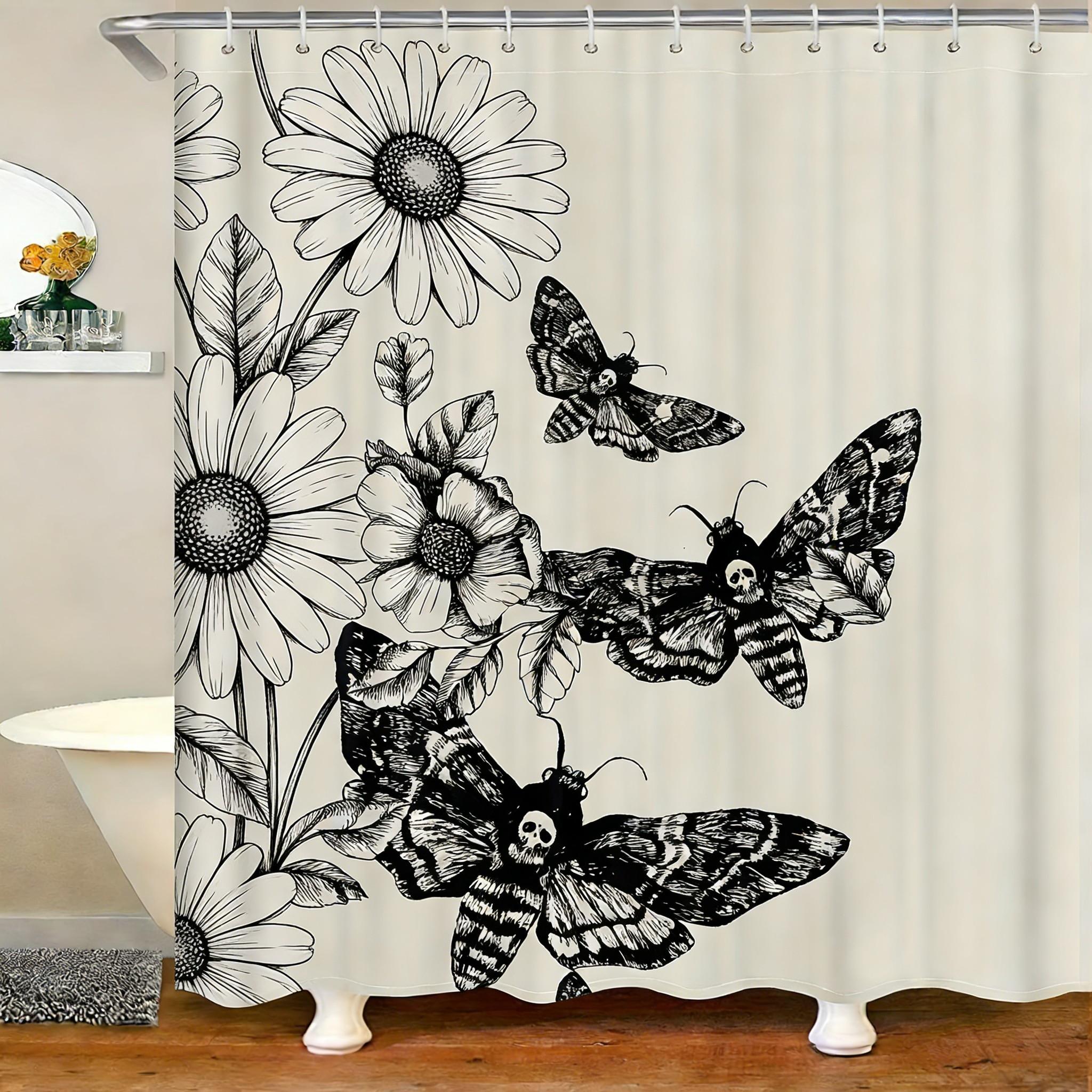 Vintage Moth & Floral Sketch Waterproof Shower Curtain For Bathroom Decor W60H190(CM)-1 Pcs
Vintage Moth & Floral Sketch Waterproof Shower Curtain For Bathroom Decor W60H190(CM)-1 Pcs