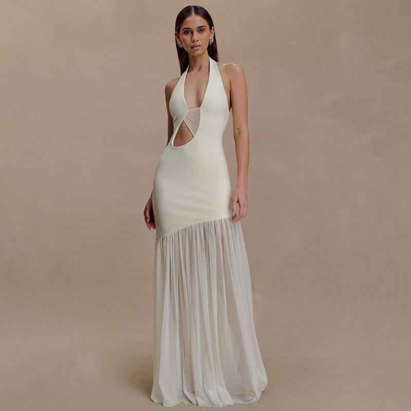 Autumn fashion temperament new neck women s long dress sexy hollow pleated backless dress L білий
Autumn fashion temperament new neck women s long dress sexy hollow pleated backless dress L білий
