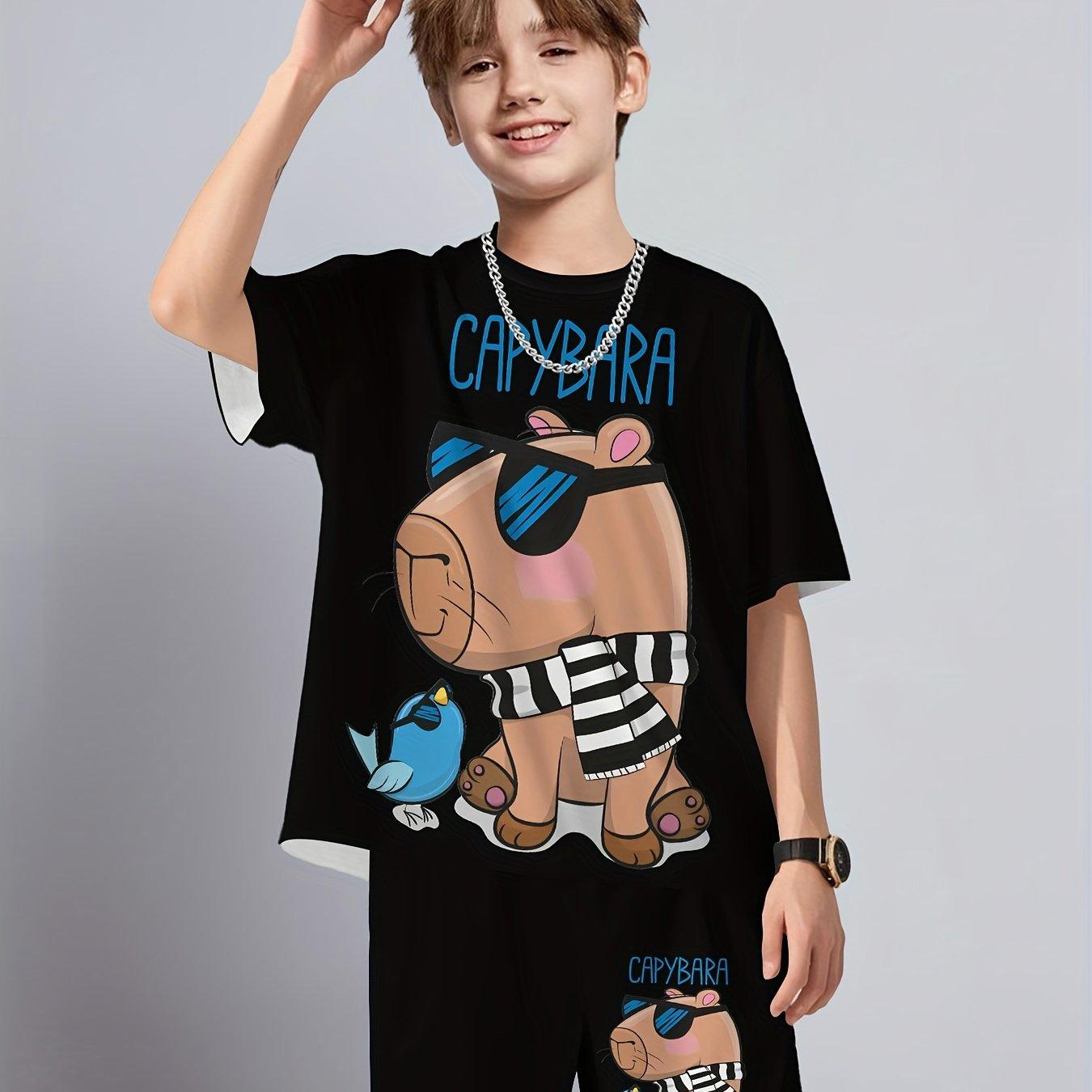 2pcs boys set - fashionable 3D printed casual pullover - round neck cartoon capybara themed sports 5-6Y
2pcs boys set - fashionable 3D printed casual pullover - round neck cartoon capybara themed sports 5-6Y