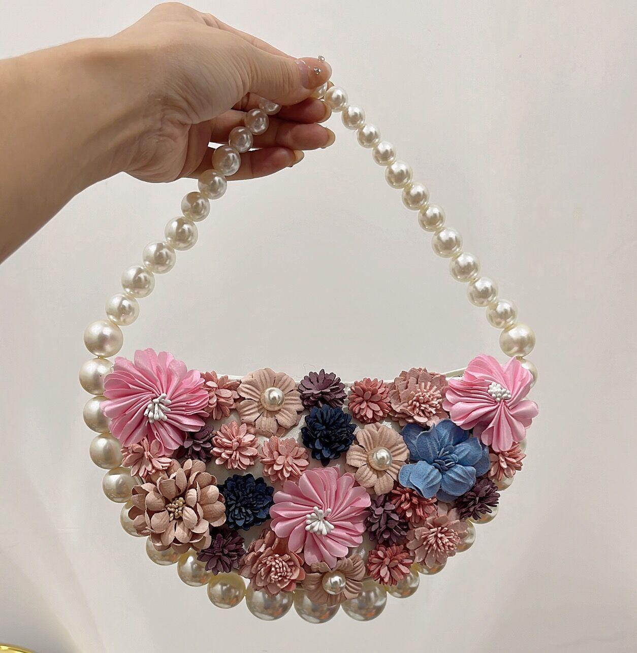 French Style Pearl Evening Bag - Silk Floral Rhinestone Clutch, Fairy Wristlet Handbag for Wedding Guest, Party Purse for Women
French Style Pearl Evening Bag - Silk Floral Rhinestone Clutch, Fairy Wristlet Handbag for Wedding Guest, Party Purse for Women