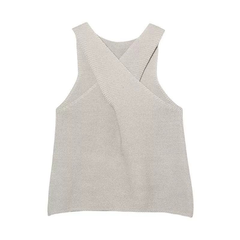 Old Qian Style Cross Elegance Sleeveless Knitting Halterneck Vest Sling Female Summer Ice Silk Thin Slimming Elegance Tops Rice Gray S
Old Qian Style Cross Elegance Sleeveless Knitting Halterneck Vest Sling Female Summer Ice Silk Thin Slimming Elegance Tops Rice Gray S