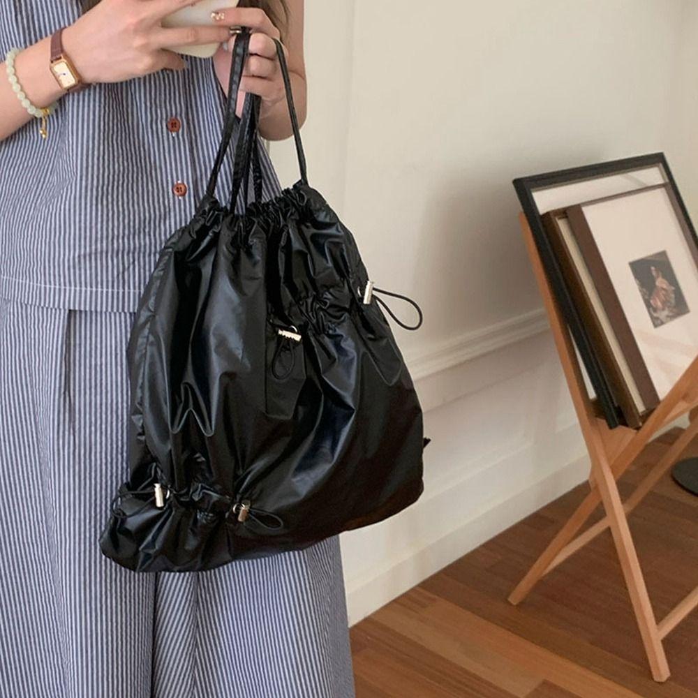 Fold Drawstring Backpack Korean Style Silver Shoulder Bag Fashionable Nylon Ruched Backpack Girls
Fold Drawstring Backpack Korean Style Silver Shoulder Bag Fashionable Nylon Ruched Backpack Girls