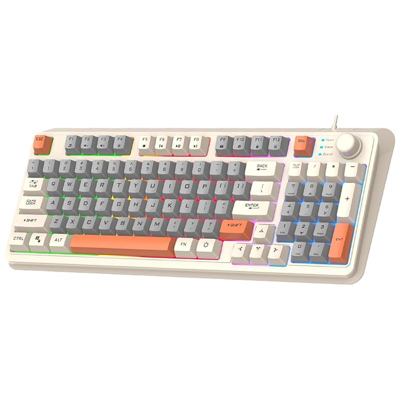 HOGREL K82 94 key keyboard with crater architecture mute sound RGB Lightning gasket structure 80% numeric keypad Equipped with knob comfortable typing
HOGREL K82 94 key keyboard with crater architecture mute sound RGB Lightning gasket structure 80% numeric keypad Equipped with knob comfortable typing