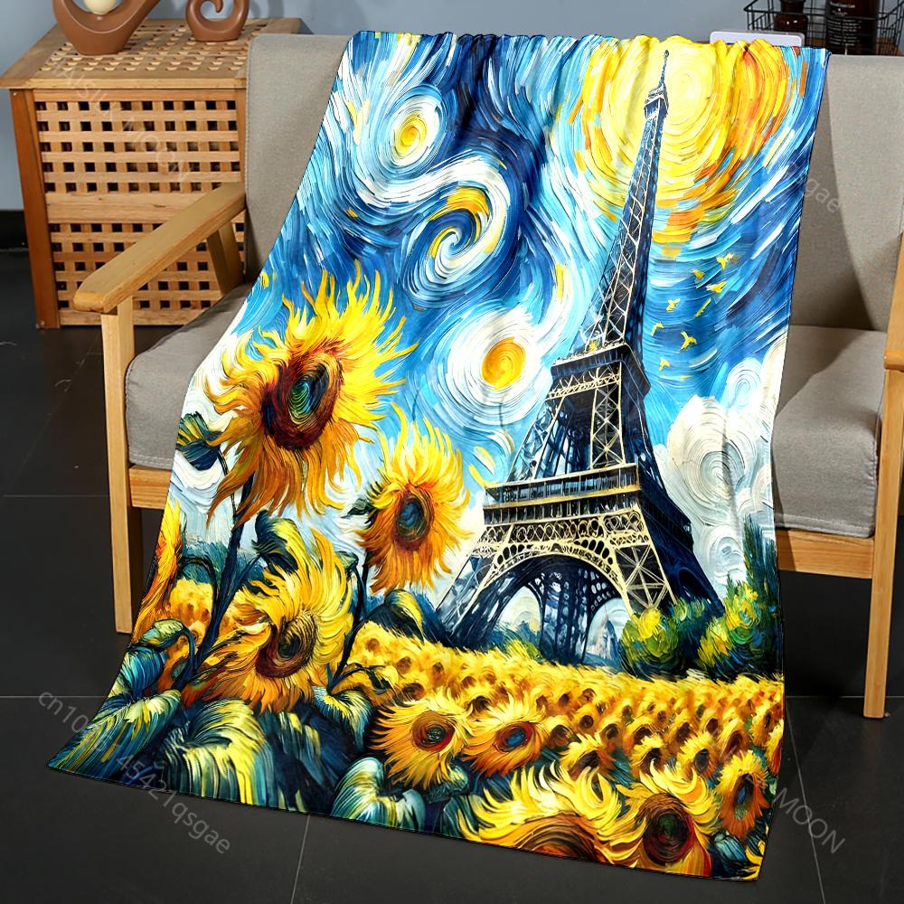 Swirling Sunflowers and Eiffel Tower Pattern Blanket Flannel Material Soft Warm for All Seasons, Home Outdoor Camping Picnics RV 75x90cm
Swirling Sunflowers and Eiffel Tower Pattern Blanket Flannel Material Soft Warm for All Seasons, Home Outdoor Camping Picnics RV 75x90cm