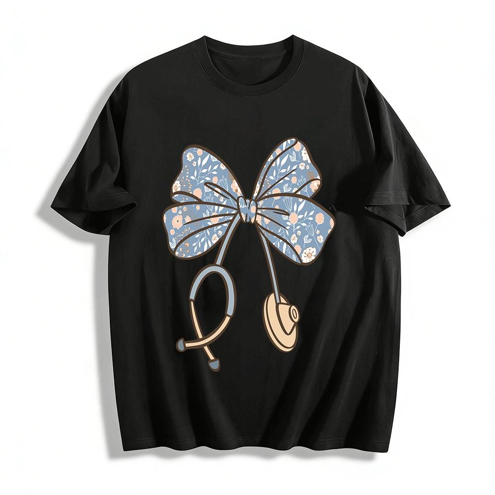 Floral Bow Stethoscope Print Medical Themed Casual Top Pure cotton T-shirt XXS
Floral Bow Stethoscope Print Medical Themed Casual Top Pure cotton T-shirt XXS