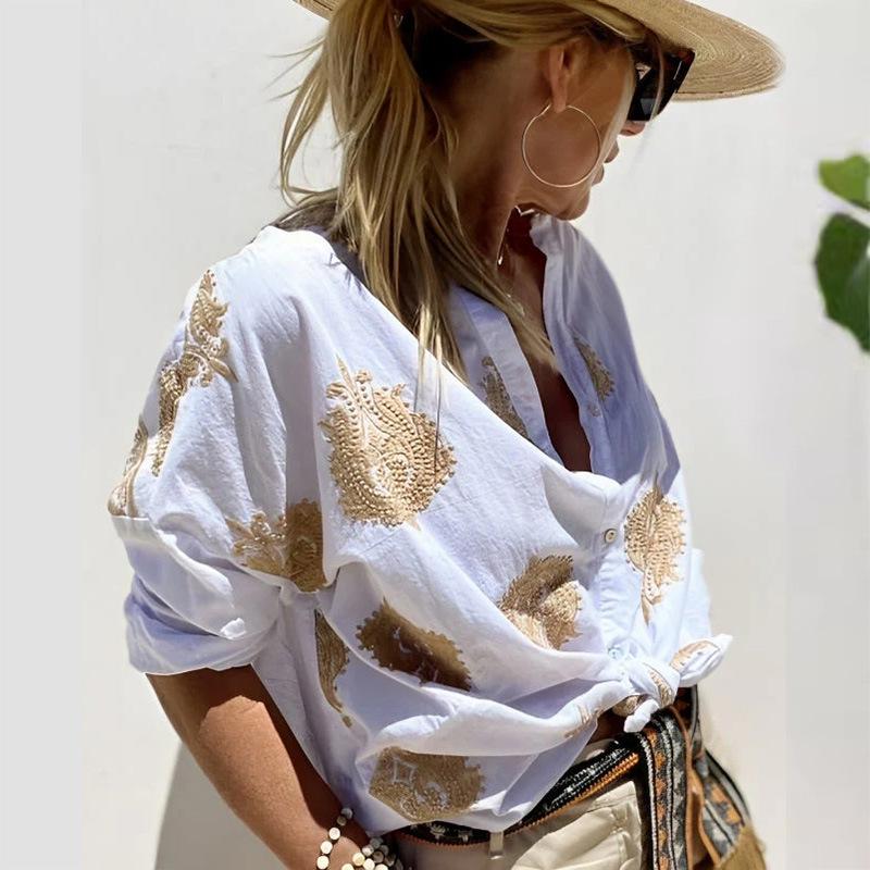 European & American Women s Long Sleeve Turn-Down Collar Graphic Print Shirt Small зелений
European & American Women s Long Sleeve Turn-Down Collar Graphic Print Shirt Small зелений