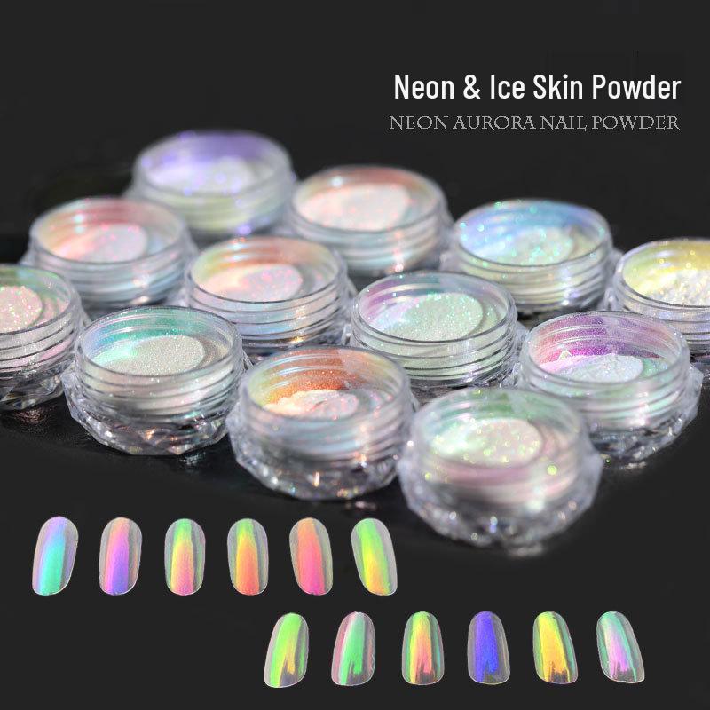 12-Color Neon Nail Art Set: Sky Mirror, Moonlight, Magic, Clear, Mermaid, Aurora Powders.
12-Color Neon Nail Art Set: Sky Mirror, Moonlight, Magic, Clear, Mermaid, Aurora Powders.