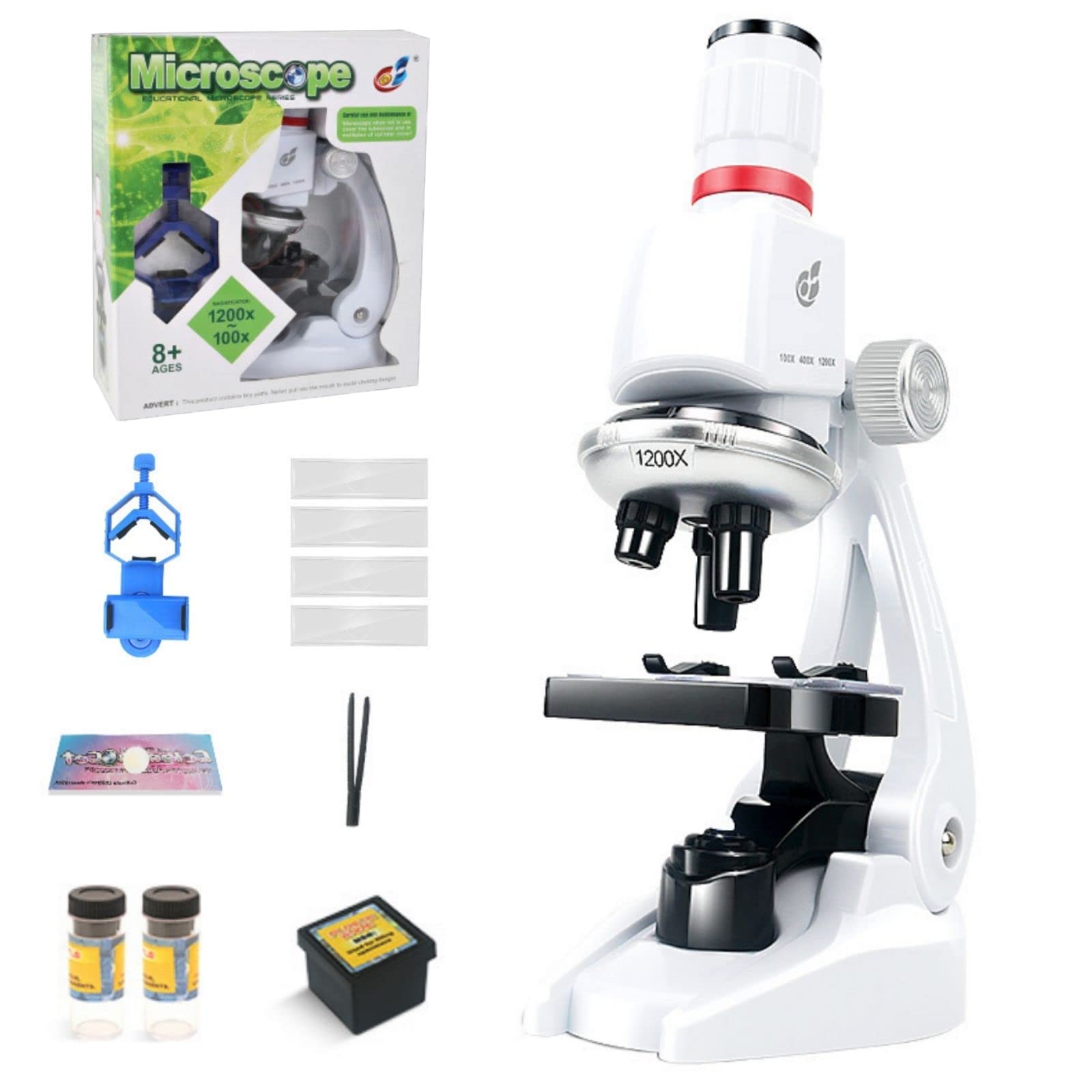 PLEAVIT Microscope Set for Elementary and Junior High School Children 6 Years and Smartphone Adapter Camera for Photography Students, Over, 100-1200x білий
PLEAVIT Microscope Set for Elementary and Junior High School Children 6 Years and Smartphone Adapter Camera for Photography Students, Over, 100-1200x білий