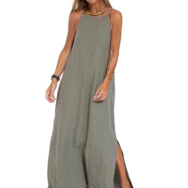 Summer Lady Maxi Dress Loose A Line Sleeveless Shoulderless Solid Color Casual Long Dress Round Neck Side Split Ankle Length Vest Type Soft 3XL зелений
Summer Lady Maxi Dress Loose A Line Sleeveless Shoulderless Solid Color Casual Long Dress Round Neck Side Split Ankle Length Vest Type Soft 3XL зелений