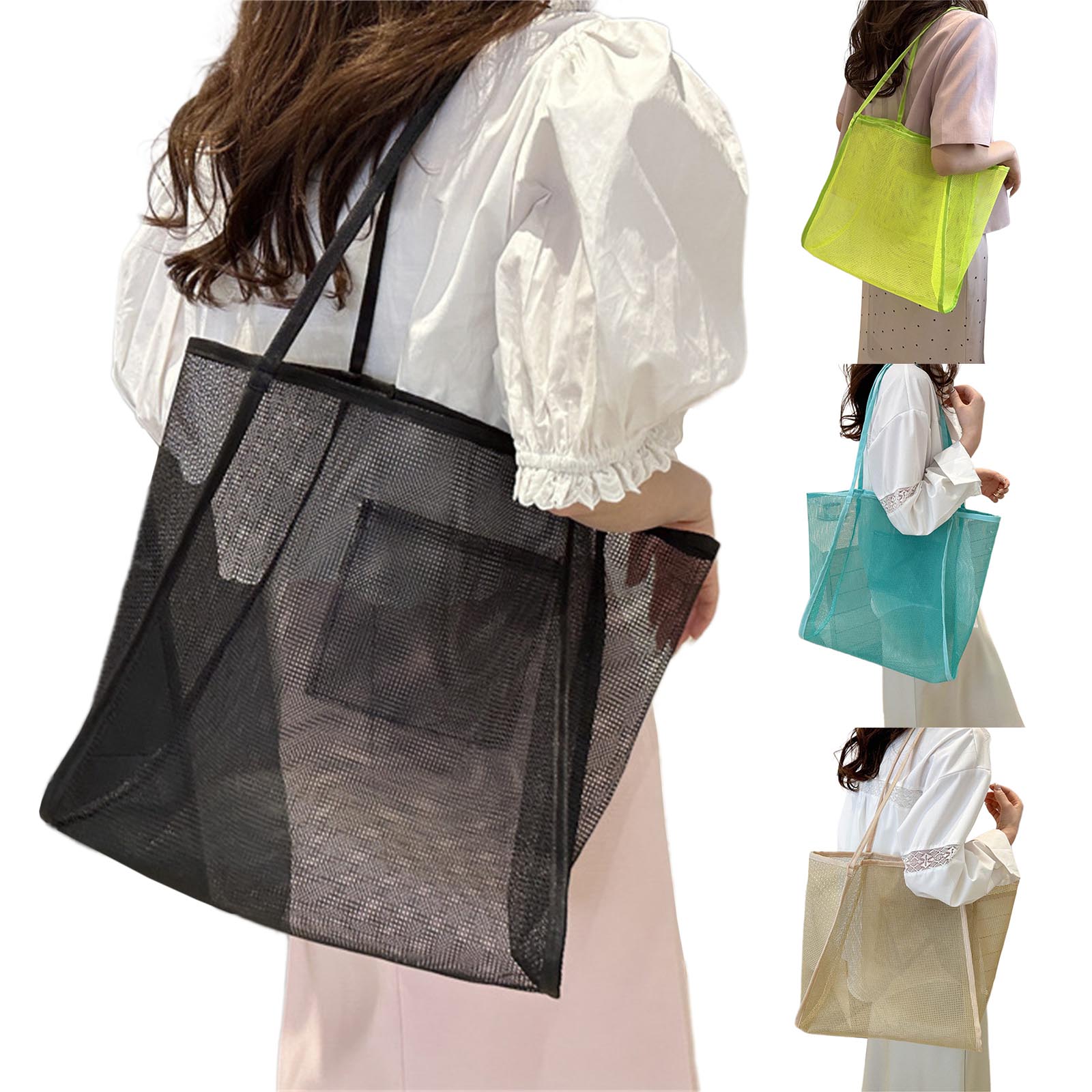 Large Capacity Handbags for Women Mesh Shoulder Bag Sand Toy Bag Seasides Bag Handmade Beach Bag Vacation Bag чорний
Large Capacity Handbags for Women Mesh Shoulder Bag Sand Toy Bag Seasides Bag Handmade Beach Bag Vacation Bag чорний