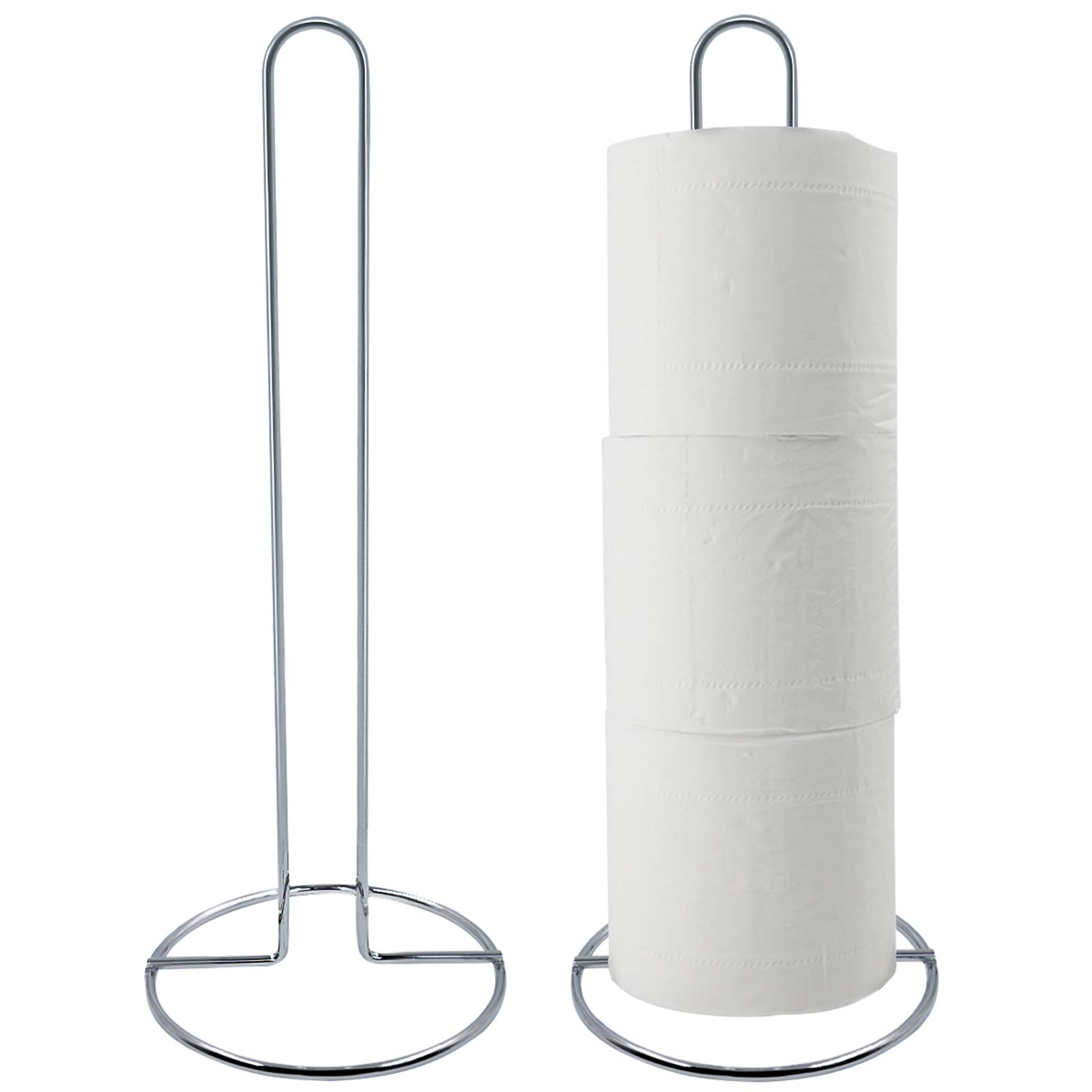 Two Freestanding Toilet Paper Roll Holders for Bathroom and Kitchen Storage (Silver)
Two Freestanding Toilet Paper Roll Holders for Bathroom and Kitchen Storage (Silver)