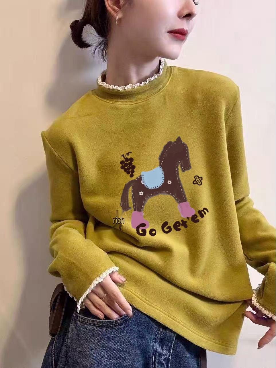 Women s Fleece-Lined Long Sleeve Lace Collar Shirt with Little Pony Print - Autumn/Winter Style L жовтий
Women s Fleece-Lined Long Sleeve Lace Collar Shirt with Little Pony Print - Autumn/Winter Style L жовтий