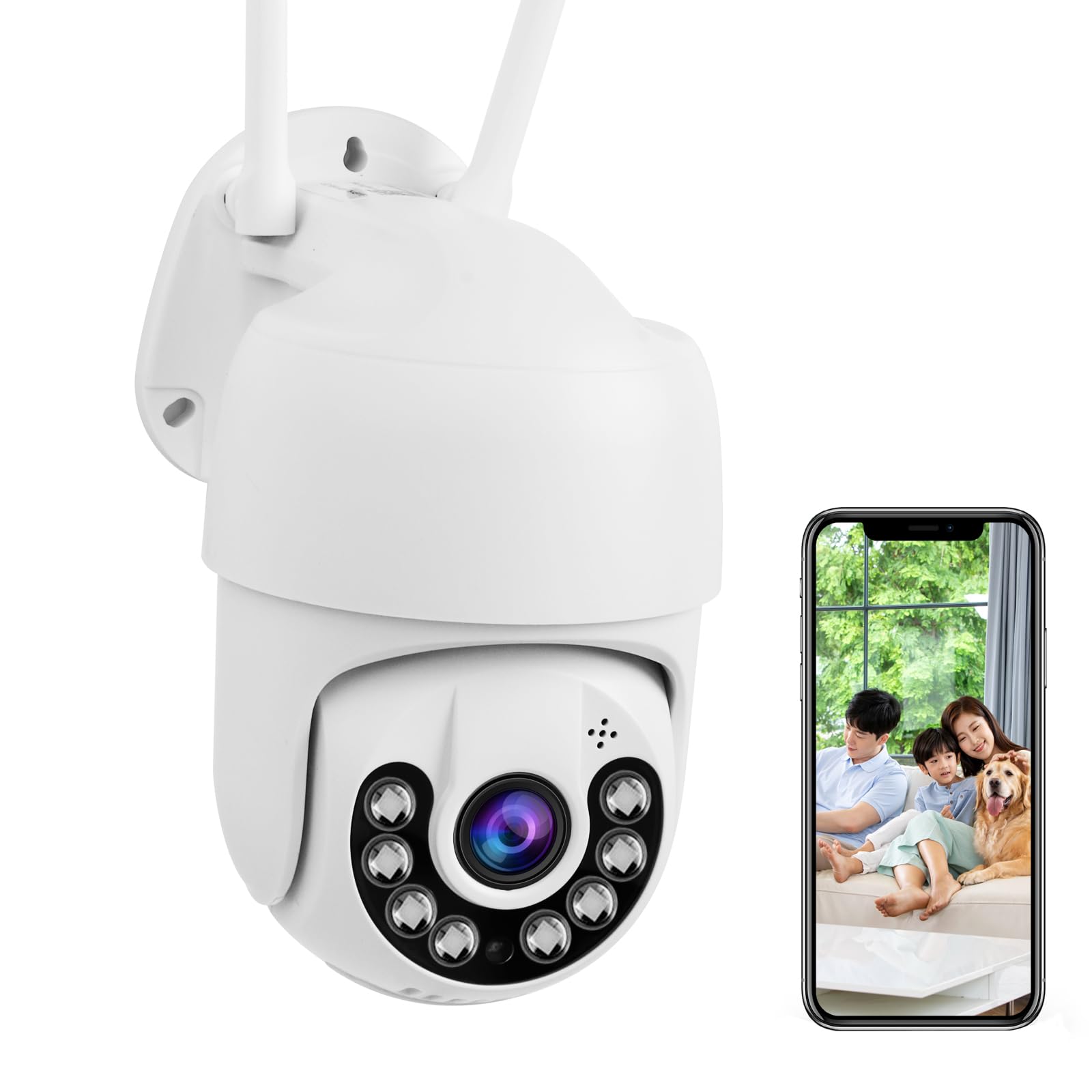 2026 Бездротова вулична камера спостереження з WiFi, Full HD, кольорове нічне бачення, безперервний запис, IP66 водонепроникна, з віддаленим керуванням PTZ та ШІ-виявленням людей білий
2026 Бездротова вулична камера спостереження з WiFi, Full HD, кольорове нічне бачення, безперервний запис, IP66 водонепроникна, з віддаленим керуванням PTZ та ШІ-виявленням людей білий
