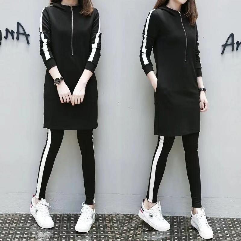 Women s Black Hooded Mid-Length Long Sleeve Two-Piece Set - Autumn/Winter Casual Outfit XL чорний
Women s Black Hooded Mid-Length Long Sleeve Two-Piece Set - Autumn/Winter Casual Outfit XL чорний