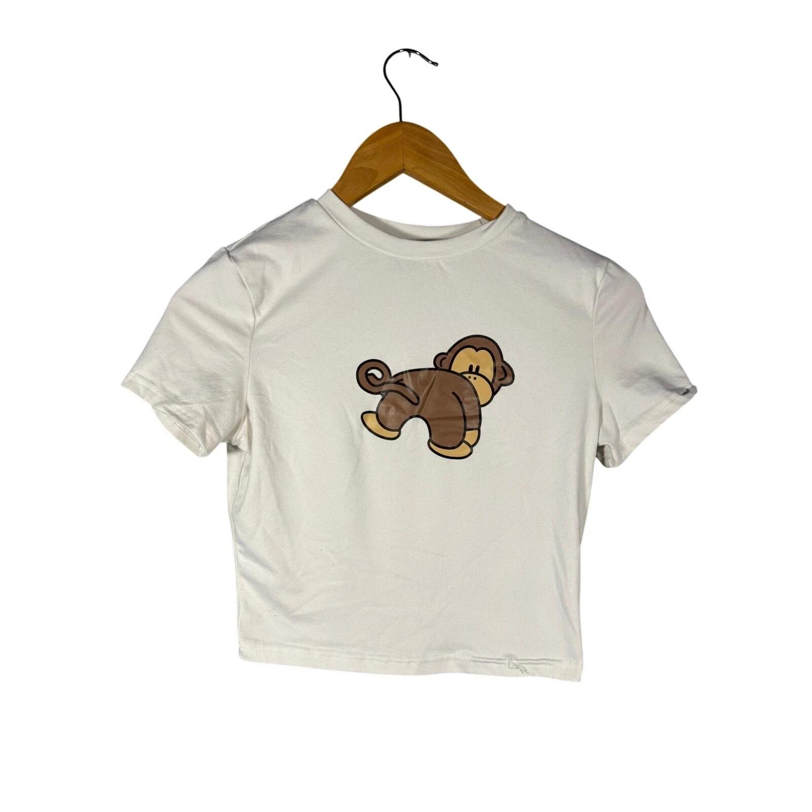 White Cropped T T-Shirt Monkey Graphic Tee Womens Size Small 3XL
White Cropped T T-Shirt Monkey Graphic Tee Womens Size Small 3XL