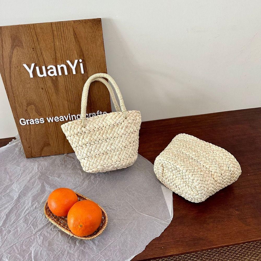 Top-handle Small Woven Basket Handmade Summer Beach Bag Cute Portable Straw Handbag Girls no liner
Top-handle Small Woven Basket Handmade Summer Beach Bag Cute Portable Straw Handbag Girls no liner