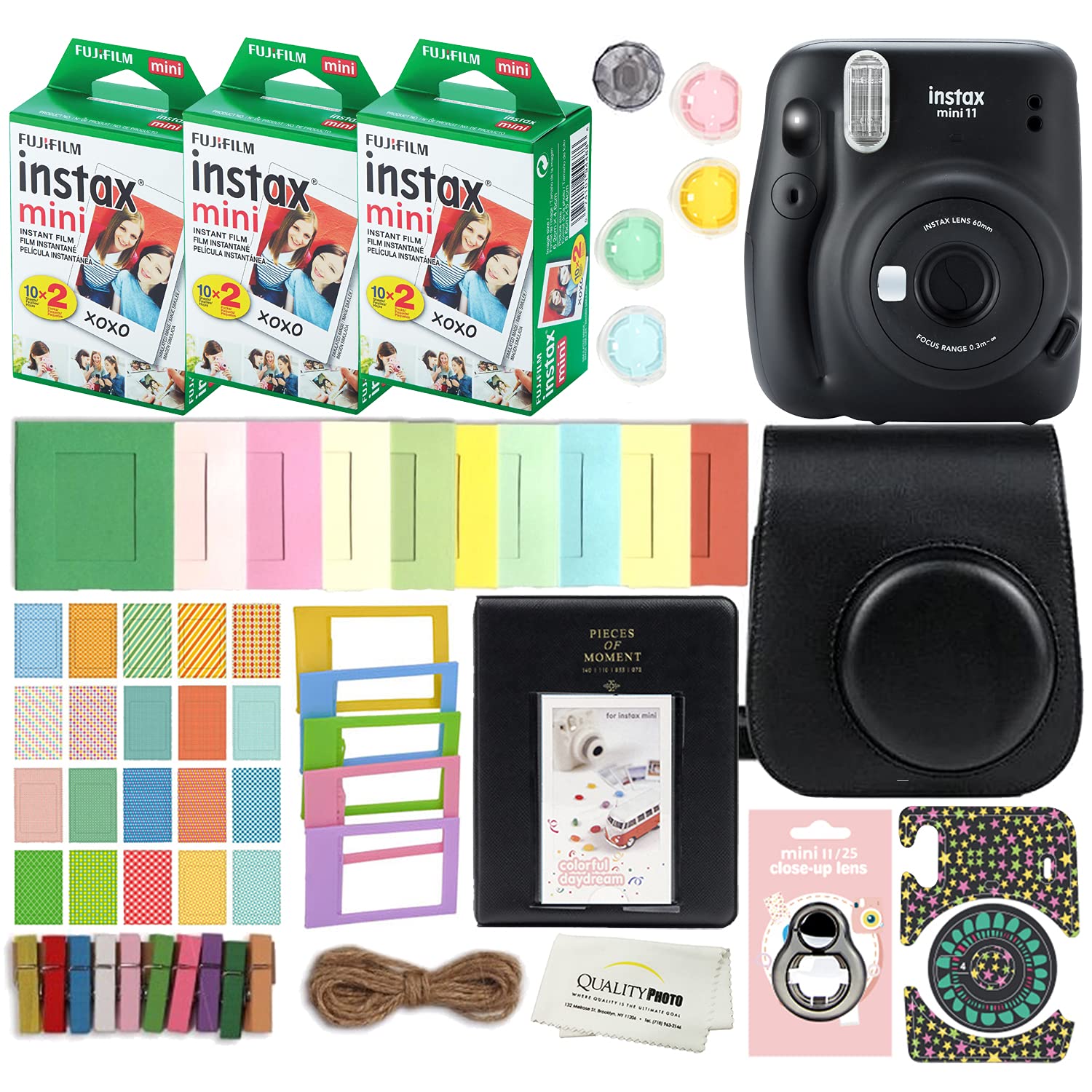 Fujifilm Instax Mini 11 Instant Camera with Case 60 Fujifilm Decoration Stickers Frame Photo Album Accessory Kit Charcoal Gray
Fujifilm Instax Mini 11 Instant Camera with Case 60 Fujifilm Decoration Stickers Frame Photo Album Accessory Kit Charcoal Gray