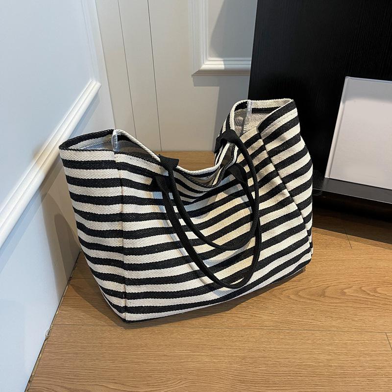 Casual Striped Canvas Bag For Women Large Capacity Shoulder Bag Daily Shopping Totes Student Bookbag for School Travel Beach Bag
Casual Striped Canvas Bag For Women Large Capacity Shoulder Bag Daily Shopping Totes Student Bookbag for School Travel Beach Bag