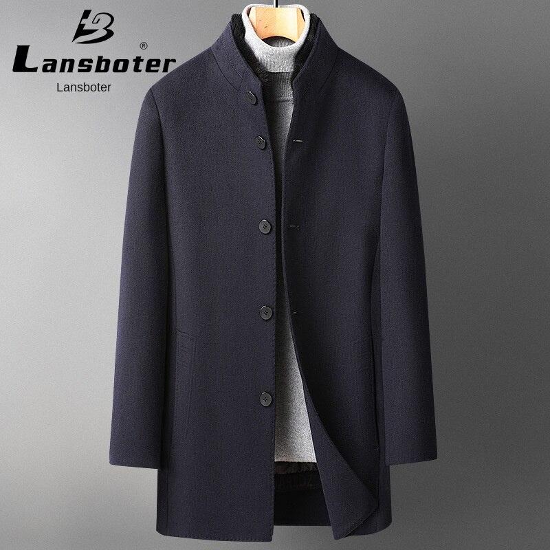 Lansboter Stand-up Collar Шерстяное пальто с гусиным пухом и двусторонним шерстяным пальто для мужчин и длинным кашемировым пальто для мужчин.
Lansboter Stand-up Collar Шерстяное пальто с гусиным пухом и двусторонним шерстяным пальто для мужчин и длинным кашемировым пальто для мужчин.