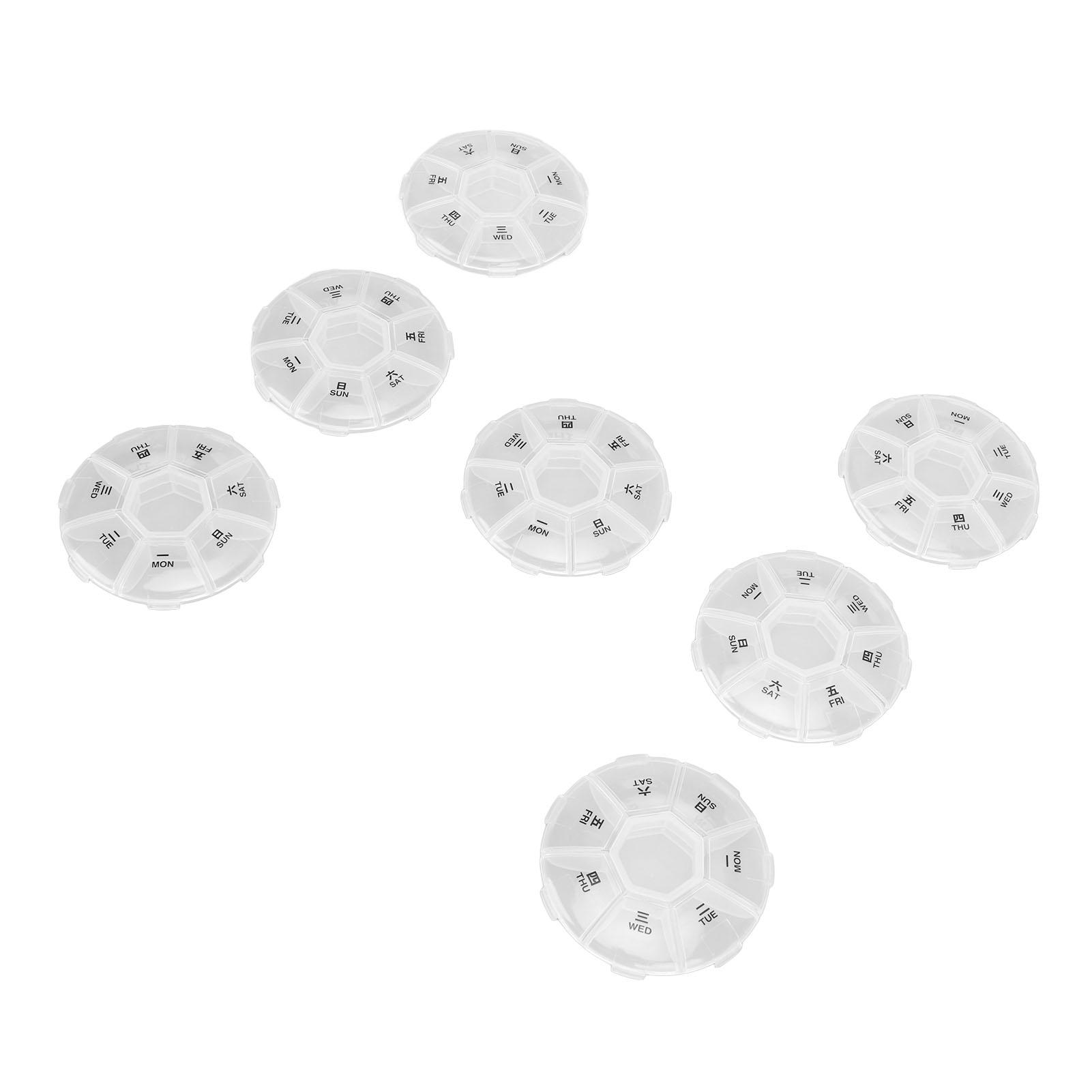 7PCS Round Travel Medicine Organizer Portable Small Transparent 7 Day Weekly Medicine Box for Outdoor
7PCS Round Travel Medicine Organizer Portable Small Transparent 7 Day Weekly Medicine Box for Outdoor