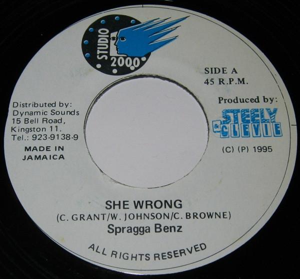 7inch Record SPRAGGA BENZ - She Wrong NONE Studio 2000 1995 Jamaica Reggae, Ska & Dub Used
7inch Record SPRAGGA BENZ - She Wrong NONE Studio 2000 1995 Jamaica Reggae, Ska & Dub Used