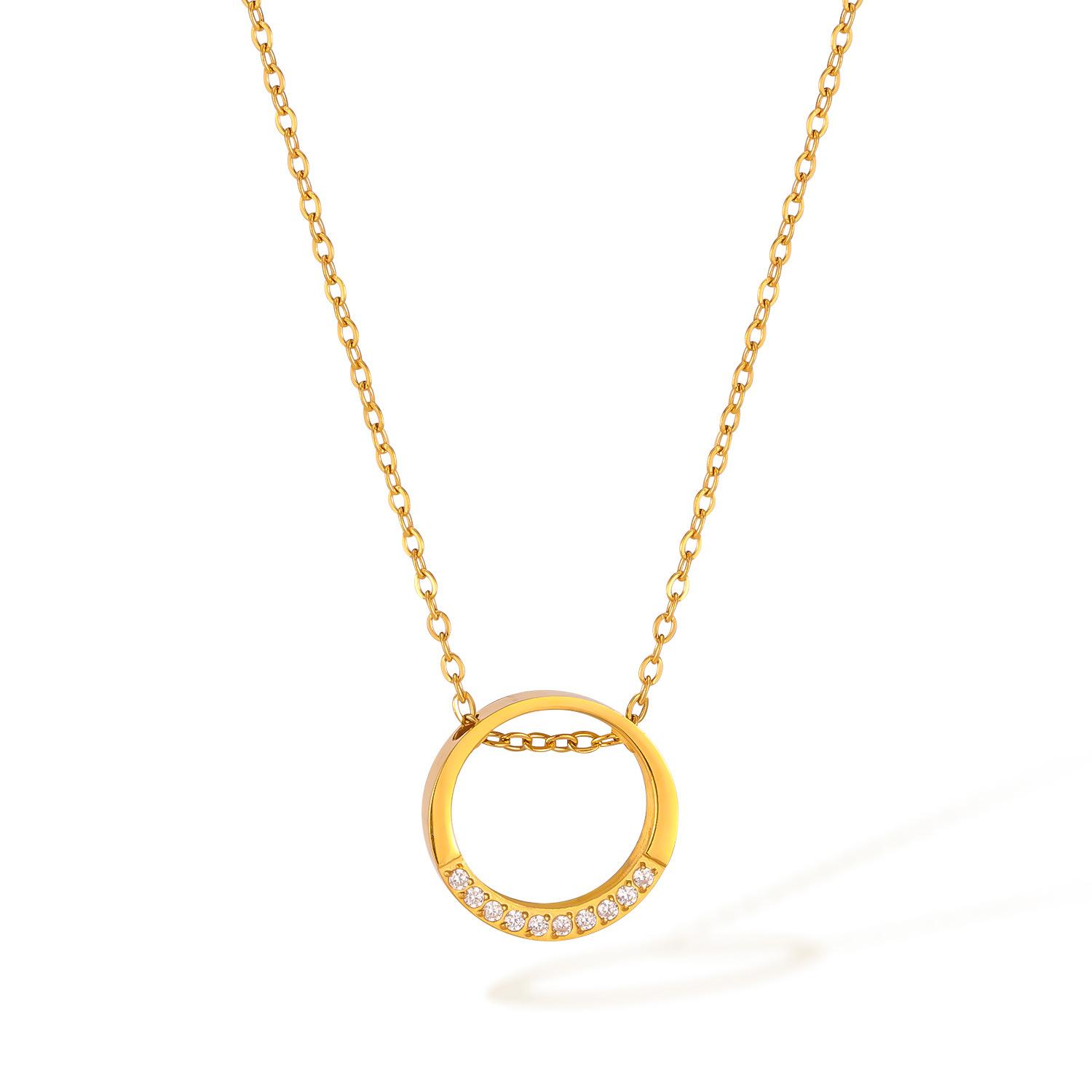 Personalized Necklace Women S Stainless Steel Minimalist Design Diamond-Set Geometric Circle Clavicle Chain
Personalized Necklace Women S Stainless Steel Minimalist Design Diamond-Set Geometric Circle Clavicle Chain