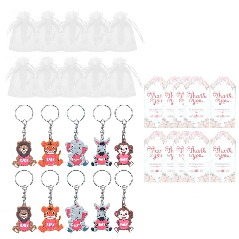 10Pcs Lovely Jungle Animal Keychains Baby Shower Decorations Zoos Animal Decoration with Thanks Tages and Organza Bags 1
10Pcs Lovely Jungle Animal Keychains Baby Shower Decorations Zoos Animal Decoration with Thanks Tages and Organza Bags 1