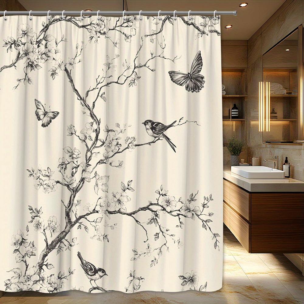 1Pc Black & White Cherry Tree Curtain, Birds & Butterflies, Vintage Botanical,Machine Washable, Nature-Inspired Bath Decor W60H190(CM)-1 Pcs
1Pc Black & White Cherry Tree Curtain, Birds & Butterflies, Vintage Botanical,Machine Washable, Nature-Inspired Bath Decor W60H190(CM)-1 Pcs