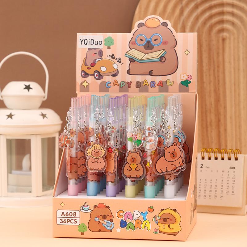 36Pcs with Box Kawaii Capybara Pendant Gel Pen Cute 0.5mm Black Ink Neutral Pens Promotional Gift Office School Supplies Oliday Gift Novelty Statio Random style
36Pcs with Box Kawaii Capybara Pendant Gel Pen Cute 0.5mm Black Ink Neutral Pens Promotional Gift Office School Supplies Oliday Gift Novelty Statio Random style