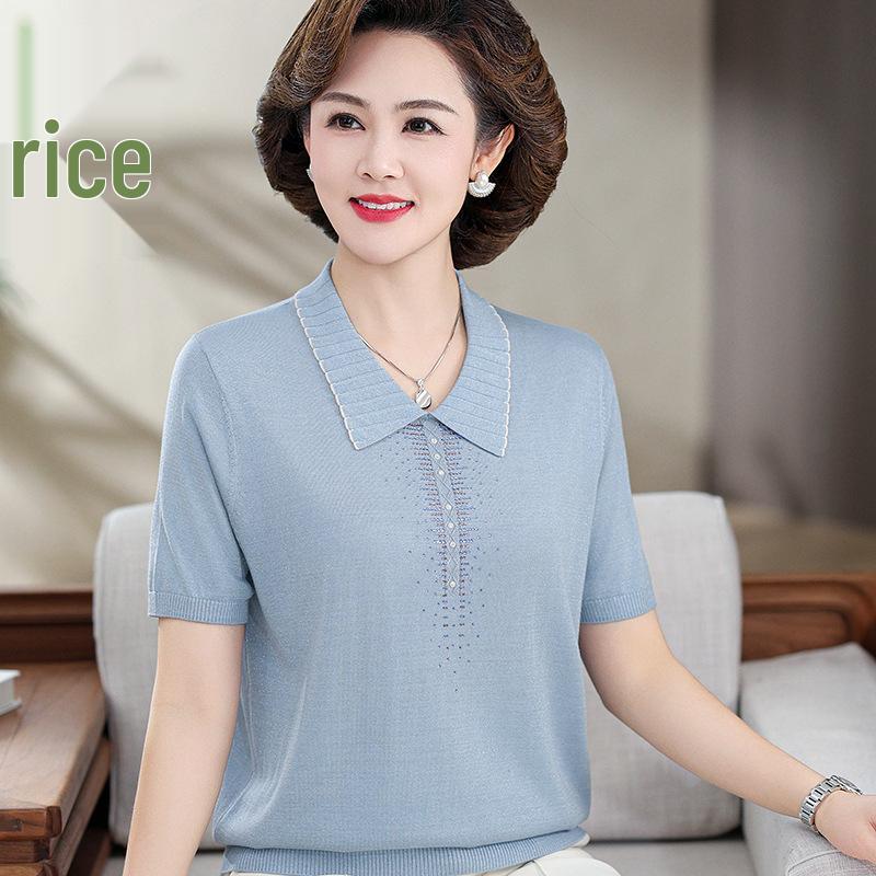 Elegant Ice Silk T-Shirt: Stylish Summer Outfit for Moms, Short-Sleeved, Fashionable and Cool for Middle-Aged and Elderly People. 3XL (Recommended 120-135 kg) синій
Elegant Ice Silk T-Shirt: Stylish Summer Outfit for Moms, Short-Sleeved, Fashionable and Cool for Middle-Aged and Elderly People. 3XL (Recommended 120-135 kg) синій
