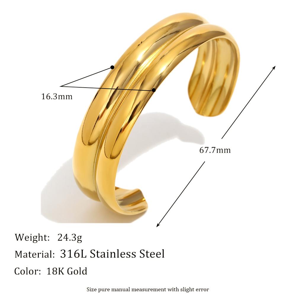 MamacitaSlay Simple 18K Gold Plated Stainless Steel Double Layer Open Bracelet Women Punk Style Waterproof Wrist Jewelry Gift золотий
MamacitaSlay Simple 18K Gold Plated Stainless Steel Double Layer Open Bracelet Women Punk Style Waterproof Wrist Jewelry Gift золотий